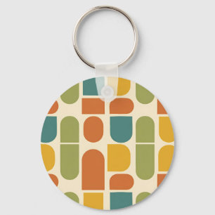 Midcentury Modern Organic Shapes Pattern Keychain
