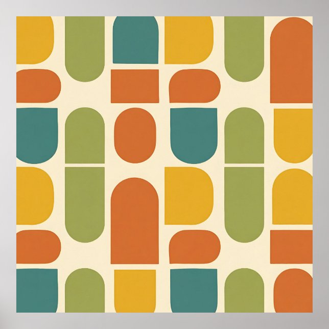 Midcentury Modern Organic Shapes Pattern Poster (Front)