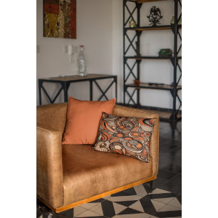 Midcentury Modern Peach Orange Abstract Pattern  Accent Pillow