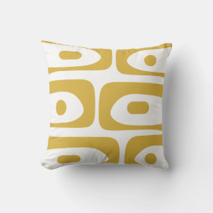 Midcentury Modern Piquet Abstract Pattern Mustard Throw Pillow