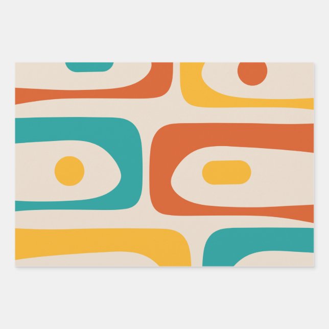 Midcentury Modern Piquet Minimalist Abstract Teal  Wrapping Paper Sheet (Front)