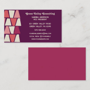 Midcentury Modern Purple Pink Geometric Print  Business Card