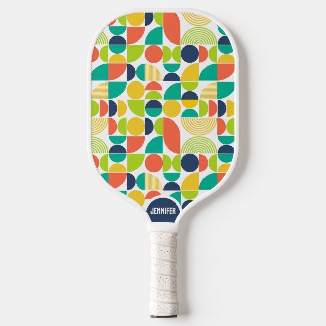 Midcentury Modern Retro Custom Name Monogram Pickleball Paddle (Front)