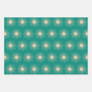 Midcentury Modern Retro Suns in Mid Mod Colours Wrapping Paper Sheet