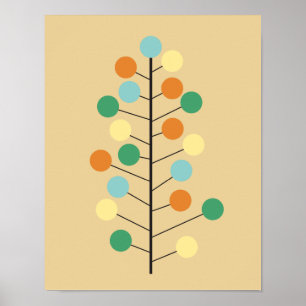 Midcentury Modern Retro Tree Design Poster