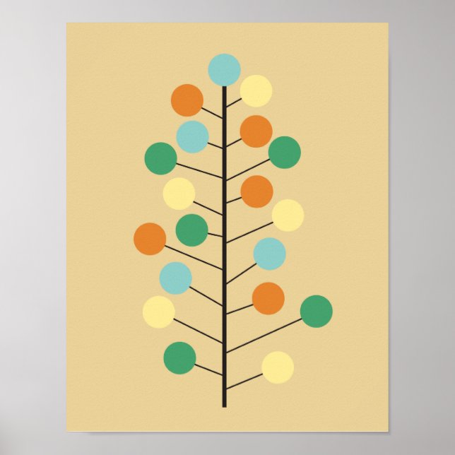 Midcentury Modern Retro Tree Design Poster (Front)