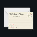 Midcentury Modern Retro Vintage Style Wedding Advice Card<br><div class="desc">Add a special touch to weddings and bridal showers with these lined advice cards they feature a fun retro vibe with a Mid-century Modern style design. Colourful atomic asterisks or snowflake shapes decorate these advice index cards. The black asterisk shapes are tipped with circles of blue, magenta, green, orange and...</div>