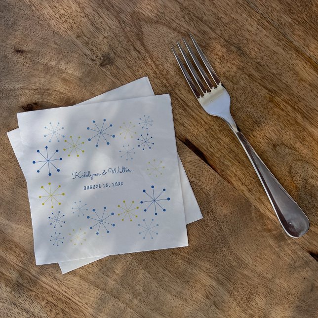 Midcentury Modern Retro Vintage Style Wedding Napkin (Creator Uploaded)