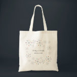 Midcentury Modern Retro Vintage Style Wedding Tote Bag<br><div class="desc">These custom printed tote bags feature a fun retro vibe with a Mid-century Modern style design. Colourful atomic asterisks or snowflake shapes decorate this bag. The black asterisk shapes are tipped with circles of blue,  magenta,  green,  orange and yellow. Use the template fields to easily personalize with your information.</div>