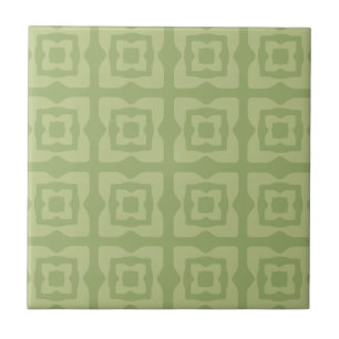 Midcentury Modern Squares Pattern Chartreuse Green Tile