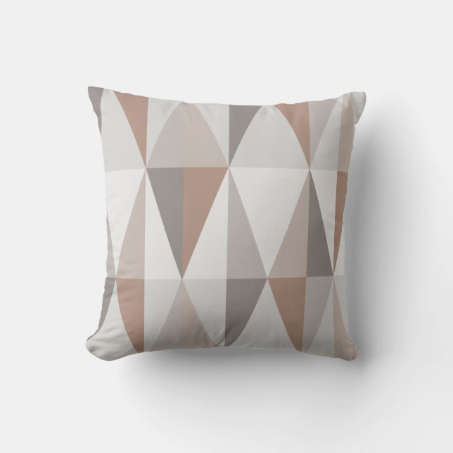 MidCentury Modern Triangles Brown Throw Pillow (Front)