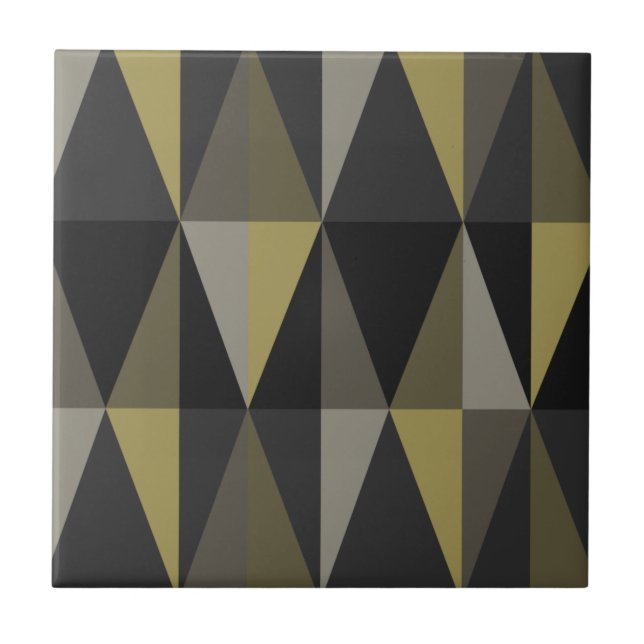 MidCentury Modern Triangles Dark Gold Tile (Front)