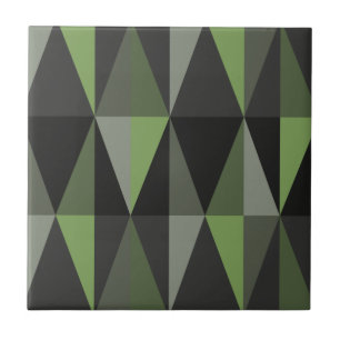 MidCentury Modern Triangles Dark Olive Tile