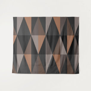 MidCentury Modern Triangles Dark Sepia Tapestry