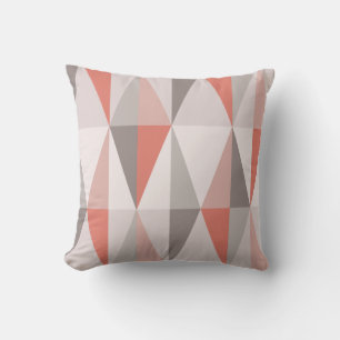 MidCentury Modern Triangles Salmon Pink Throw Pillow