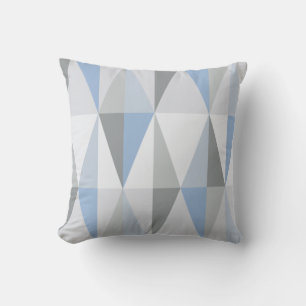 MidCentury Modern Triangles Sky Blue Throw Pillow
