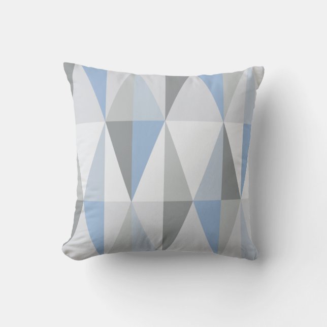 MidCentury Modern Triangles Sky Blue Throw Pillow (Front)