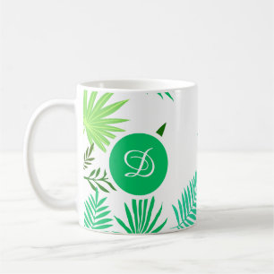 midcentury modern tropical leaves green summer coffee mug