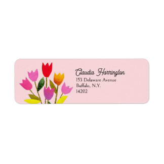 Midcentury Modern Tulip Pastel Pink Return Address
