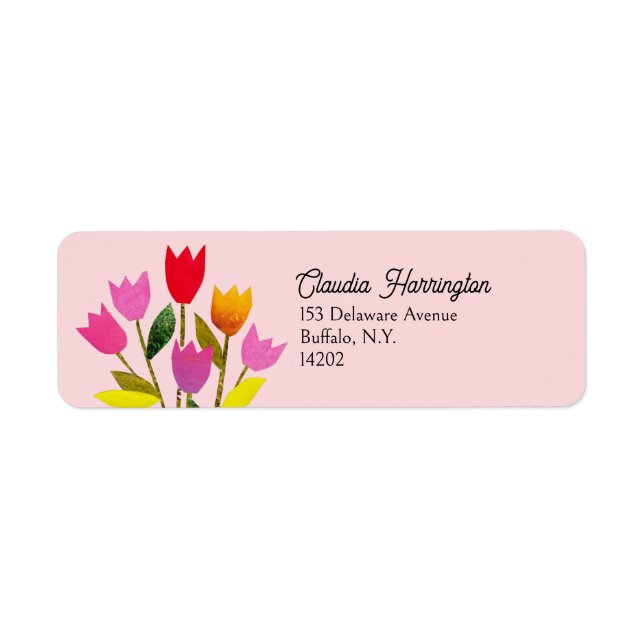 MidCentury Modern Tulip Pastel Rose Adresse de ret (Devant)
