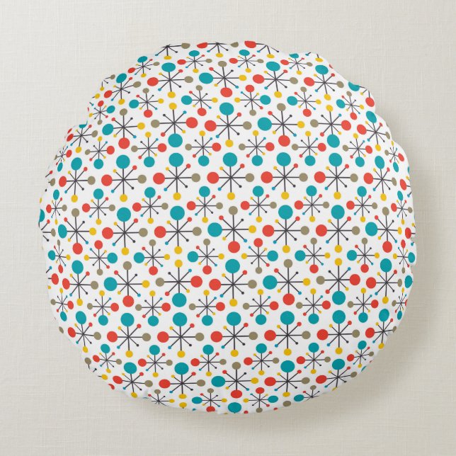 MidCentury Modern Vintage Retro Abstract Art Round Pillow (Front)