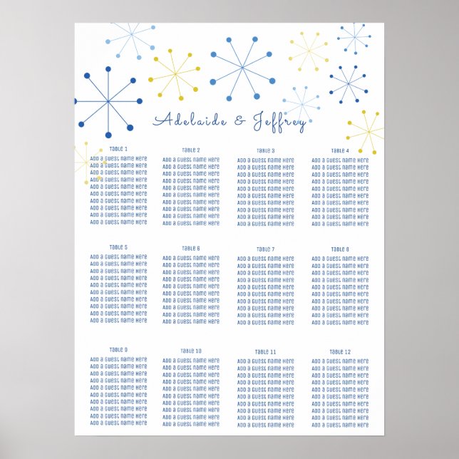 Midcentury Modern Vintage Style Seating Chart (Front)