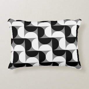 Midcentury Pattern Bowls Black White Accent Pillow