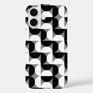 Midcentury Pattern Bowls Black White iPhone 16 Case