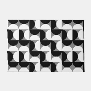 Midcentury Pattern Bowls Black White Doormat