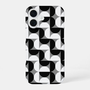 Midcentury Pattern Bowls Black White iPhone 16 Case
