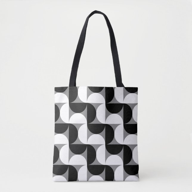 Midcentury Pattern Bowls Black White Tote Bag (Front)