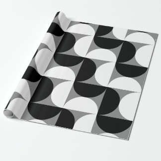 Midcentury Pattern Bowls Black White Wrapping Paper