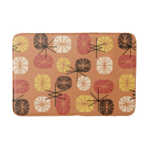 Midcentury Pattern Oblongs Autumn Orange Bath Mat