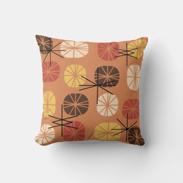 Midcentury Pattern Oblongs Autumn Orange Throw Pillow (Front)