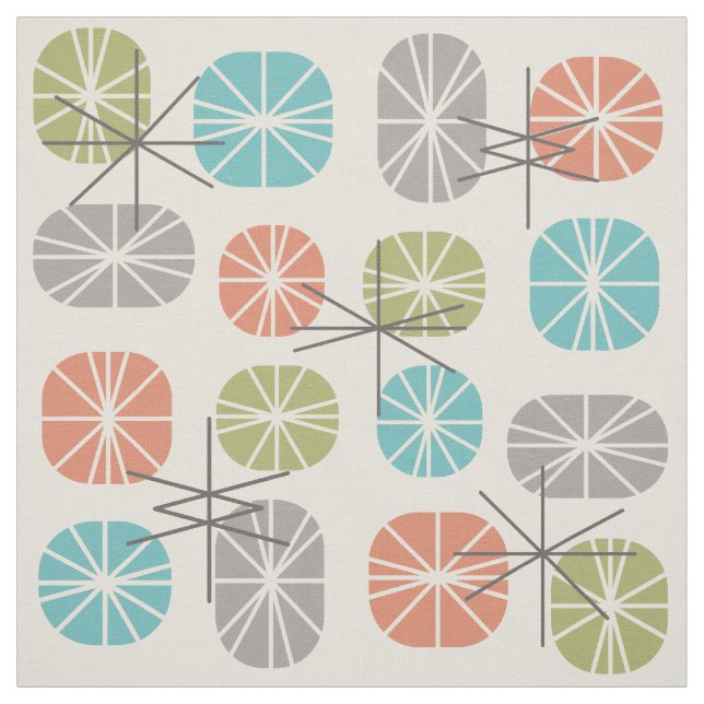 Midcentury Pattern Oblongs Colourful Multicolored Fabric (Swatch)