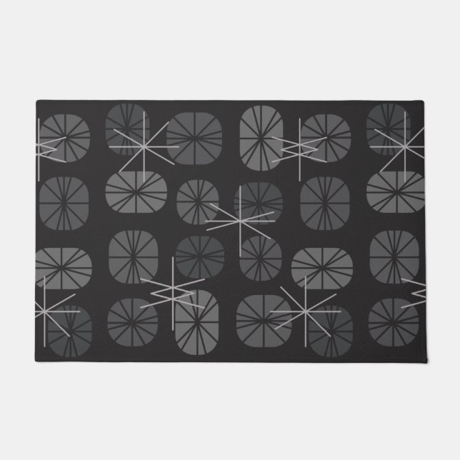 Midcentury Pattern Oblongs Dark Grey Doormat (Front)