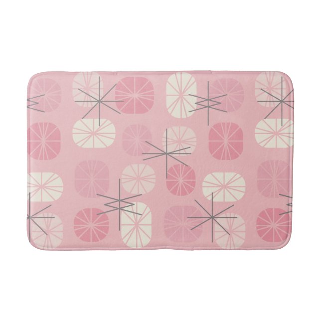 Midcentury Pattern Oblongs Pink Vanilla Bath Mat (Front)