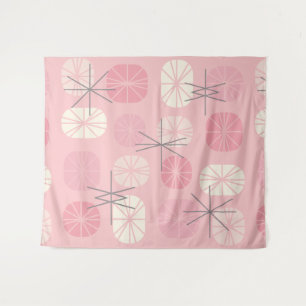 Midcentury Pattern Oblongs Pink Vanilla Tapestry