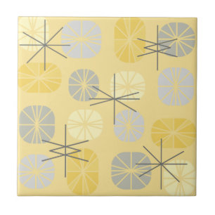 Midcentury Pattern Oblongs Yellow Grey Tile