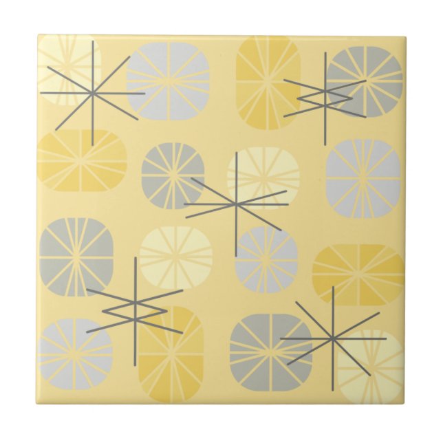 Midcentury Pattern Oblongs Yellow Grey Tile (Front)