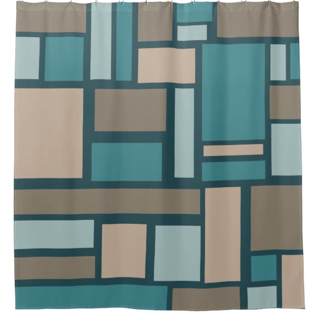 Midcentury Rectangles Pattern Teal & Gold (Front)