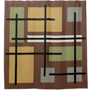 Midcentury Rectangles Squares Brown Multicolored