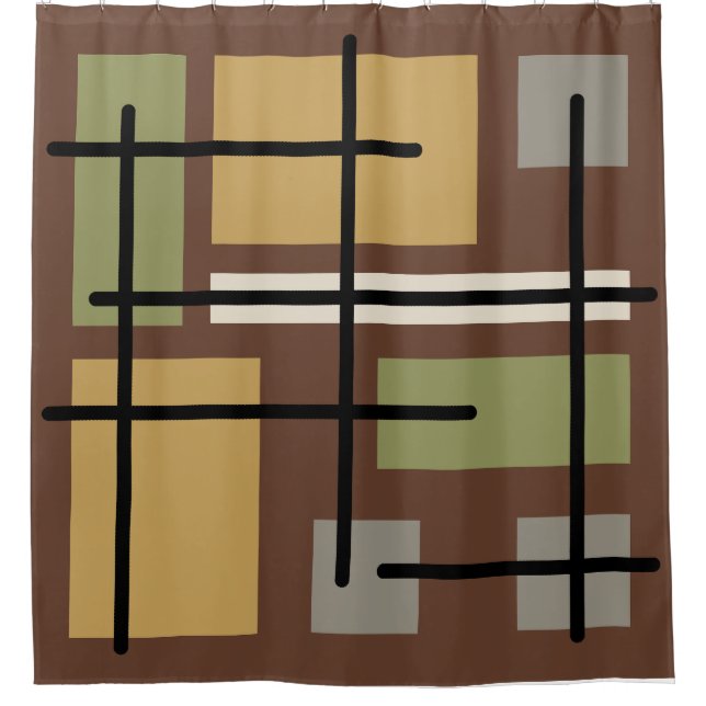 Midcentury Rectangles Squares Brown Multicolored (Front)