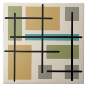 Midcentury Rectangles Squares Multicolored Tile