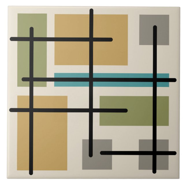 Midcentury Rectangles Squares Multicolored Tile (Front)