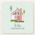 Midcentury Retro Pink House Address Label