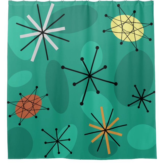Midcentury Sputnik Starbursts Turquoise (Front)