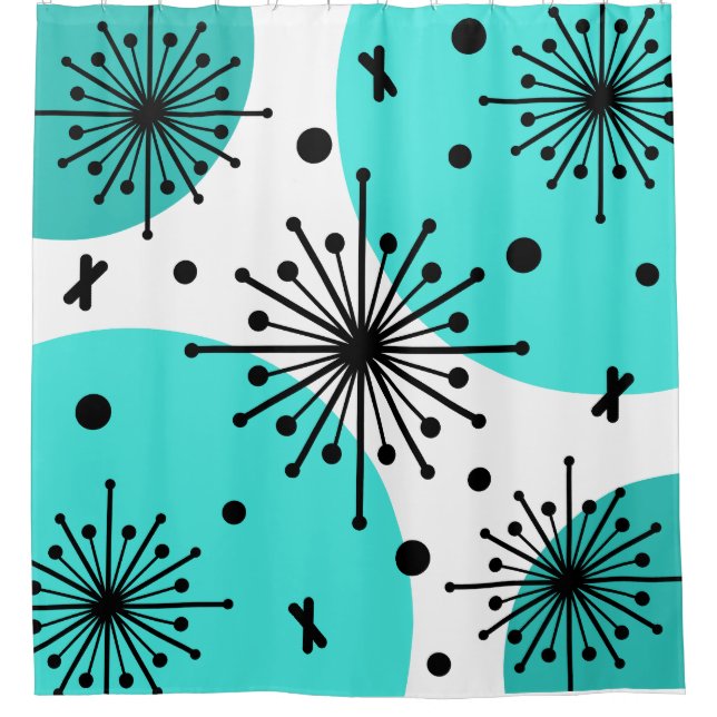 Midcentury Sputnik Starbursts Turquoise (Front)