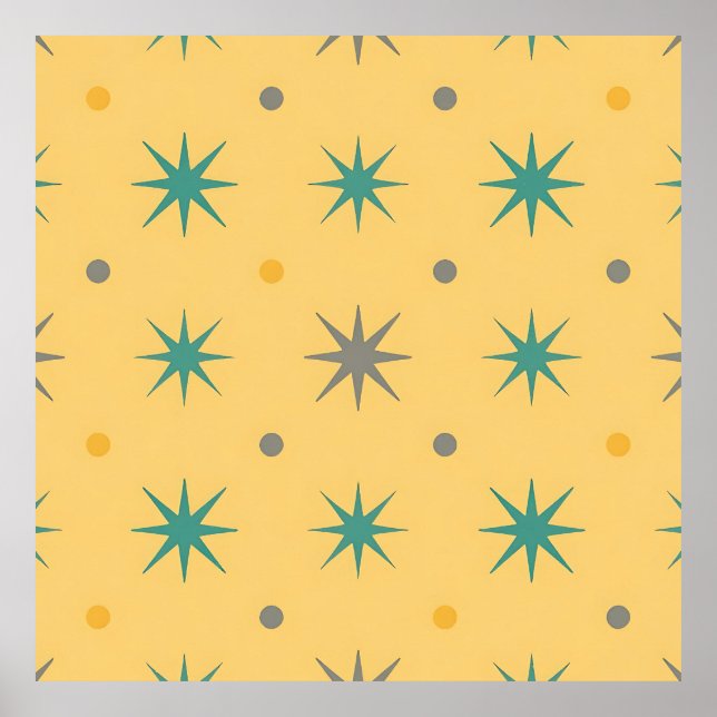 Midcentury Starburst Seamless Pattern Poster (Front)