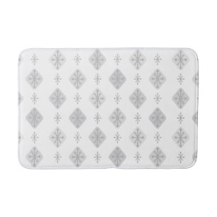 Midcentury Starbursts Diamonds Light Grey Bath Mat